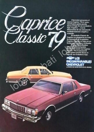 CARTEL ANTIGUO ORIGINAL DE AUTOS CHEVROLET CAPRICE CLASSIC 1979 /607 MEDIANO