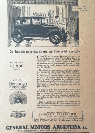 CARTEL ANTIGUO ORIGINAL DE DE AUTOS CHEVROLET SEDAN 1927 /595