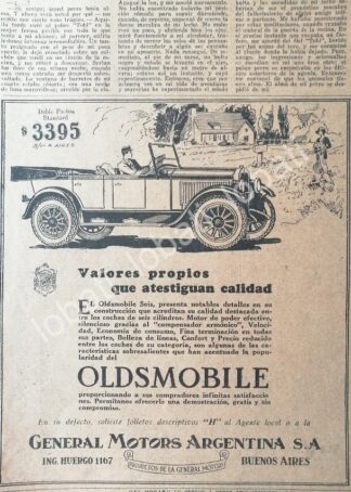 CARTEL ANTIGUO ORIGINAL DE DE AUTOS GM OLDSMOBILE 1925 /594