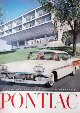 CARTEL ANTIGUO ORIGINAL DE DE AUTOS CHEVROLET PONTIAC 1958 /592
