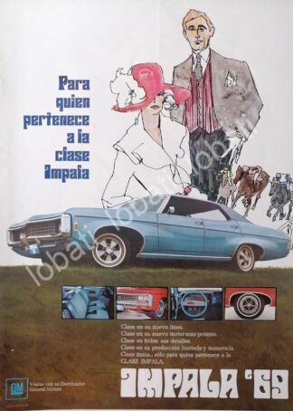 CARTEL ANTIGUO ORIGINAL DE DE AUTOS CHEVROLET IMPALA 1969 /589