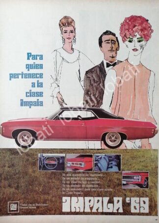 CARTEL ANTIGUO ORIGINAL DE DE AUTOS CHEVROLET IMPALA 1969 /588