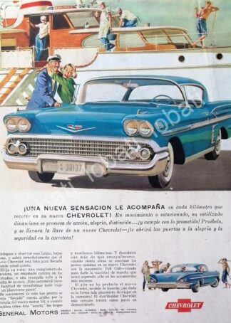 CARTEL ANTIGUO ORIGINAL DE AUTOS CHEVROLET IMPALA COUPE 1958 /584