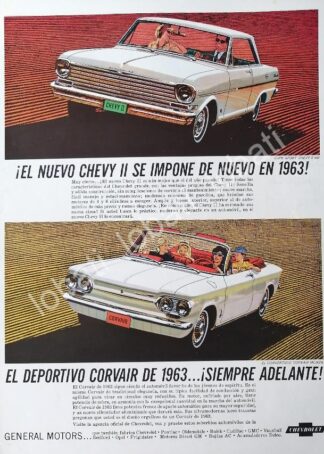CARTEL ANTIGUO ORIGINAL DE AUTOS CHEVROLET CHEVI II & CORVAIR 1963 /579