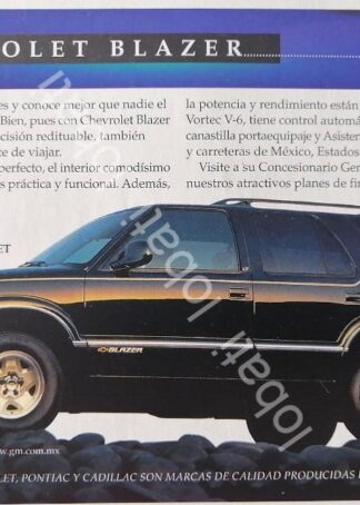 CARTEL ANTIGUO ORIGINAL DE MINI CARTEL AUTOS CHEVROLET BLAZER 1997 /577