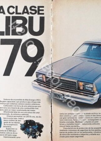 CARTEL ANTIGUO ORIGINAL DE MINI CARTEL AUTOS CHEVROLET MALIBU 1979 /570