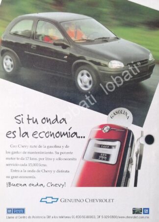 CARTEL ANTIGUO ORIGINAL DE MINI CARTEL AUTOS CHEVROLET CHEVY 2000 /569