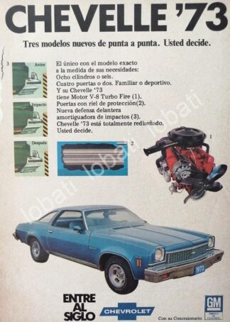 CARTEL ANTIGUO ORIGINAL DE MINI CARTEL AUTOS CHEVROLET CHEVELLE 1973 /566