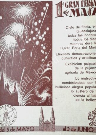 CARTEL ANTIGUO ORIGINAL DE PRIMERA GRAN FErIA DEL MAIZ, JALISCO. MAYO 1956 /596 MUY RARO
