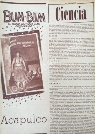 CARTEL ANTIGUO ORIGINAL DE CENTRO NOCTURNO BUM BUM ACAPULCO 1956 /589