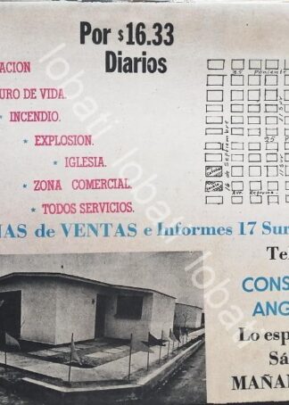 CARTEL ANTIGUO ORIGINAL DE CONSTRUCTORA ANGELES S.A , PUEBLA 1969 /588