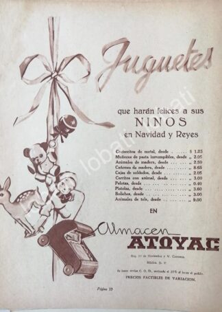 CARTEL ANTIGUO ORIGINAL DE TIENDA ALMACENES ATOYAC 1945 /583