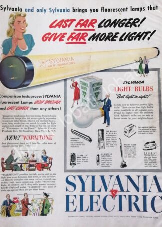 CARTEL ANTIGUO ORIGINAL DE LAMPARAS SYLVANIA ELECTRIC 1955 /573