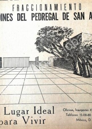 CARTEL ANTIGUO ORIGINAL DE INICIOS DE LA COLONIA JARDINES DEL PEDREGAL DF. 1950s / 588