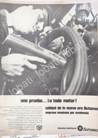 CARTEL ANTIGUO ORIGINAL DE PLANTA DE AUTOS CHRYSLER AUTOMEX S.A 1969 /573