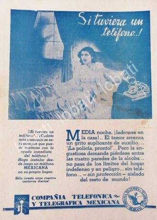 CARTEL ANTIGUO ORIGINAL DE CIA. TELEFONICA Y TELEGRAFICA DE MEXICO S.A 1931 /563