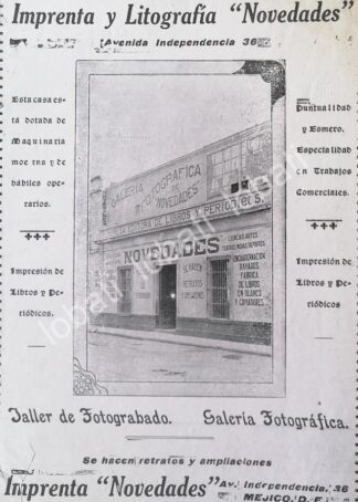 CARTEL ANTIGUO ORIGINAL DE IMPRENTA Y LITOGRAFIA NOVEDADES 1910 /596 MUY RARO