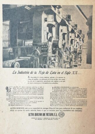 CARTEL ANTIGUO ORIGINAL DE MINI CARTEL ALTOS HORNOS DE MEXICO S.A 1940s /593