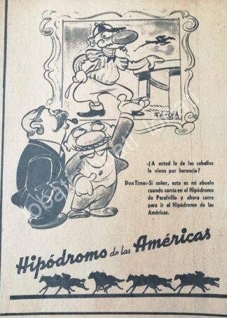 CARTEL ANTIGUO ORIGINAL DE HIPODROMO DE LAS AMERICAS 1940s DIBIJO DE ANGEL ZAMARRIPA /586