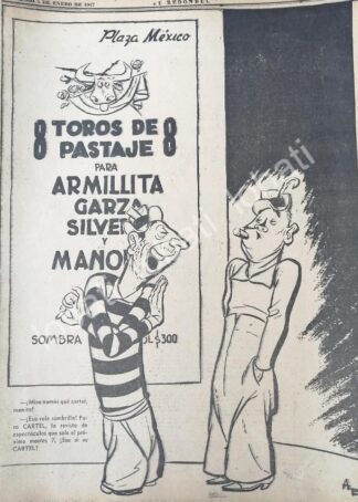 CARTEL ANTIGUO ORIGINAL DE PLAZA MEXICO 1947 DIBUJO DE ARIAS BERNAL /585