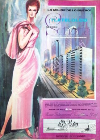 CARTEL ANTIGUO ORIGINAL DE INICIOS DE EDIFICIOS TLATELOLCO SEÑORIAL 1969 DIBUJO DE IGNACIO SIERRA /583 MUY RARO