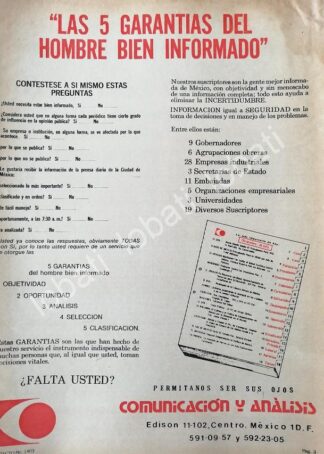 CARTEL ANTIGUO ORIGINAL DE COMUNICACION Y ANALISIS S.A /579 /PLT