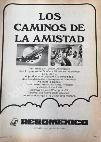CARTEL ANTIGUO ORIGINAL DE AEROLINEA AEROMEXICO 1979 /578