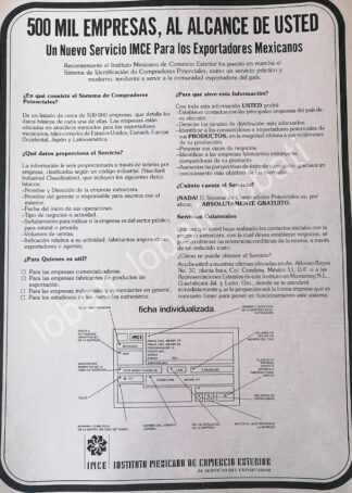CARTEL ANTIGUO ORIGINAL DE INSTITUTO MEXICANO DE COMERCIO EXTERIOR 1979 /575 RARO