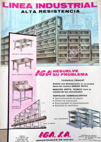 CARTEL ANTIGUO ORIGINAL DE AFICHE DE MUEBLES PARA OFICINA IGA S.A, /537