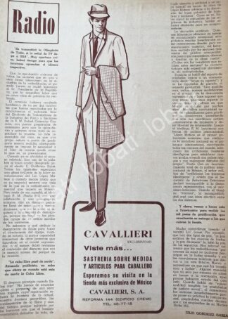 CARTEL ANTIGUO ORIGINAL DE SASTRERIA CAVALLIERI S.A 1970 /564