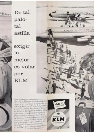 CARTEL ANTIGUO ORIGINAL DE CLAUDIO BROOK Y AEROLINEAS KLM 1959 /560 /FEP