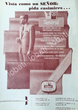 CARTEL ANTIGUO ORIGINAL DE CASIMIRES SEÑORIAL S.A 1970 /551