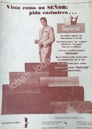 CARTEL ANTIGUO ORIGINAL DE CASIMIRES SEÑORIAL S.A 1970 /550
