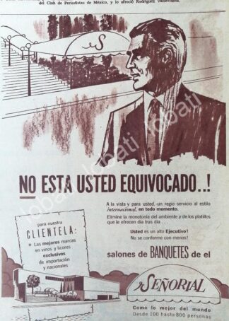CARTEL ANTIGUO ORIGINAL DE BANQUETES SEÑORIAL 1970, RESTAURANTES WESTERN S.A /549