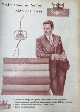CARTEL ANTIGUO ORIGINAL DE TELAS CASIMIRES SEÑORIAL S.A 1970 /545 / ROPA