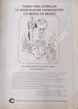 CARTEL ANTIGUO ORIGINAL DE CAMARA NACIONAL DE LA INDUSTRIA DE LABORATORIOS QUIMICO FARMACEUTICOS 1960s /544