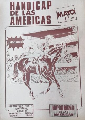 CARTEL ANTIGUO ORIGINAL DE HIPODROMO DE LAS AMERICAS 1970 /539 CABALLOS