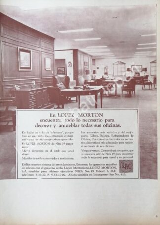 CARTEL ANTIGUO ORIGINAL DE MUEBLES PARA OFICINA LOPEZ MORTON 1960s / 536
