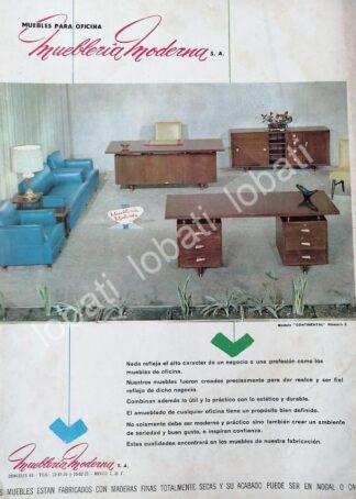CARTEL ANTIGUO ORIGINAL DE MUEBLERIA MODERNA 1962 (Donceles No 65) / 532