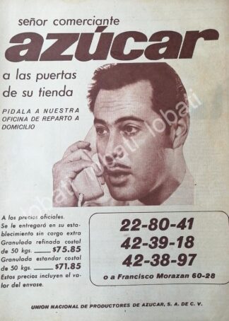 CARTEL ANTIGUO ORIGINAL DE UNION NACIONAL DE PRODUCTORES DE AZUCAR 1960s / 530