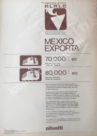 CARTEL ANTIGUO ORIGINAL DE OLIVETTI MEXICANA S.A 1973 /524