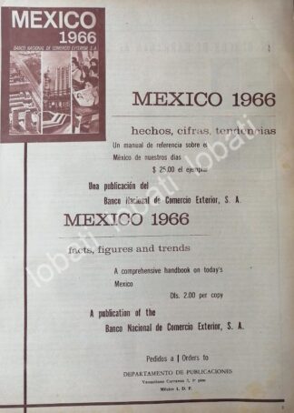 CARTEL ANTIGUO ORIGINAL DE EL BANCO NAC. DE COMERCIO EXTERIOR PRESENTA LIBRO " MEXICO 1966" /508