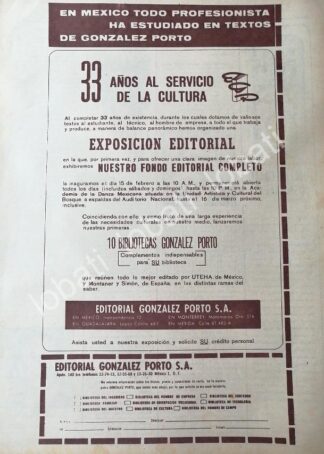 CARTEL ANTIGUO ORIGINAL DE EDITORIAL GONZALEZ PORTO 1970s /507 MUY RARO