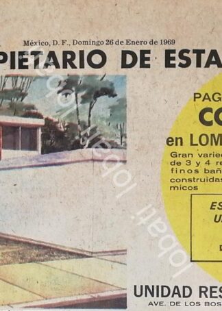 CARTEL ANTIGUO ORIGINAL DE INICIOS DE LA COLONIA LOMAS DE TECAMACHALCO 1969 /503