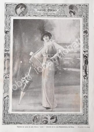 GRABADO ANTIGUO 1913 VESTIDO NOUE, CASA ZIMMERMANN