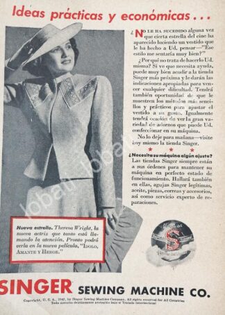 CARTEL ANTIGUO ORIGINAL DE MINI CARTEL. MAQUINAS DE COSER SINGER 40s 1950s /241