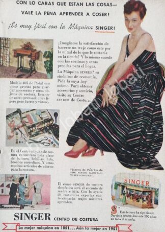 CARTEL ANTIGUO ORIGINAL DE MINI CARTEL. MAQUINAS DE COSER SINGER 1940s 50s /232