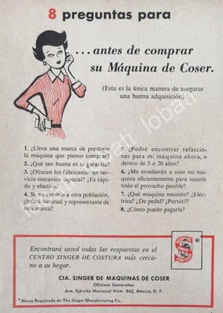 CARTEL ANTIGUO ORIGINAL DE MINI CARTEL. MAQUINAS DE COSER SINGER 1940s 50s /230