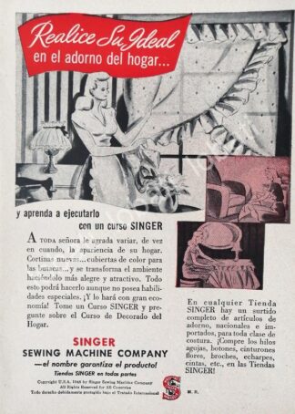 CARTEL ANTIGUO ORIGINAL DE MINI CARTEL. MAQUINAS DE COSER SINGER 1940s 50s /229