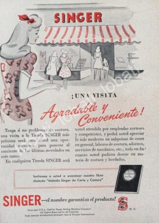 CARTEL ANTIGUO ORIGINAL DE MINI CARTEL. MAQUINAS DE COSER SINGER 1940s 50s /228